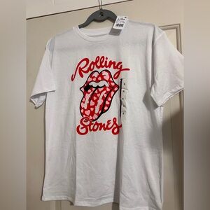 NWT The Rolling Stones Girls Graphic‎ T-Shirt White Size XL